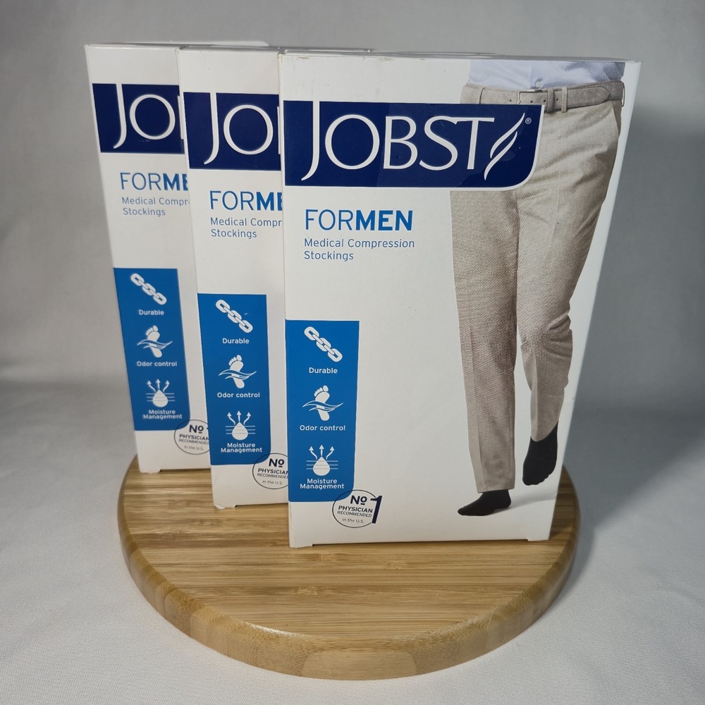 Jobst Men Compression Socks 15-20 mmHg Knee High CT X-Large Black Brand New 3 Pr